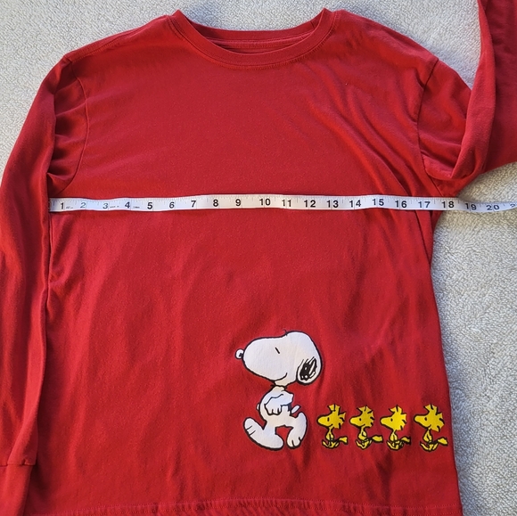 🥳HP🥳 Peanuts Junior Medium Red Long Sleeved Shirt Featuring Peanuts Gan - Picture 4 of 8
